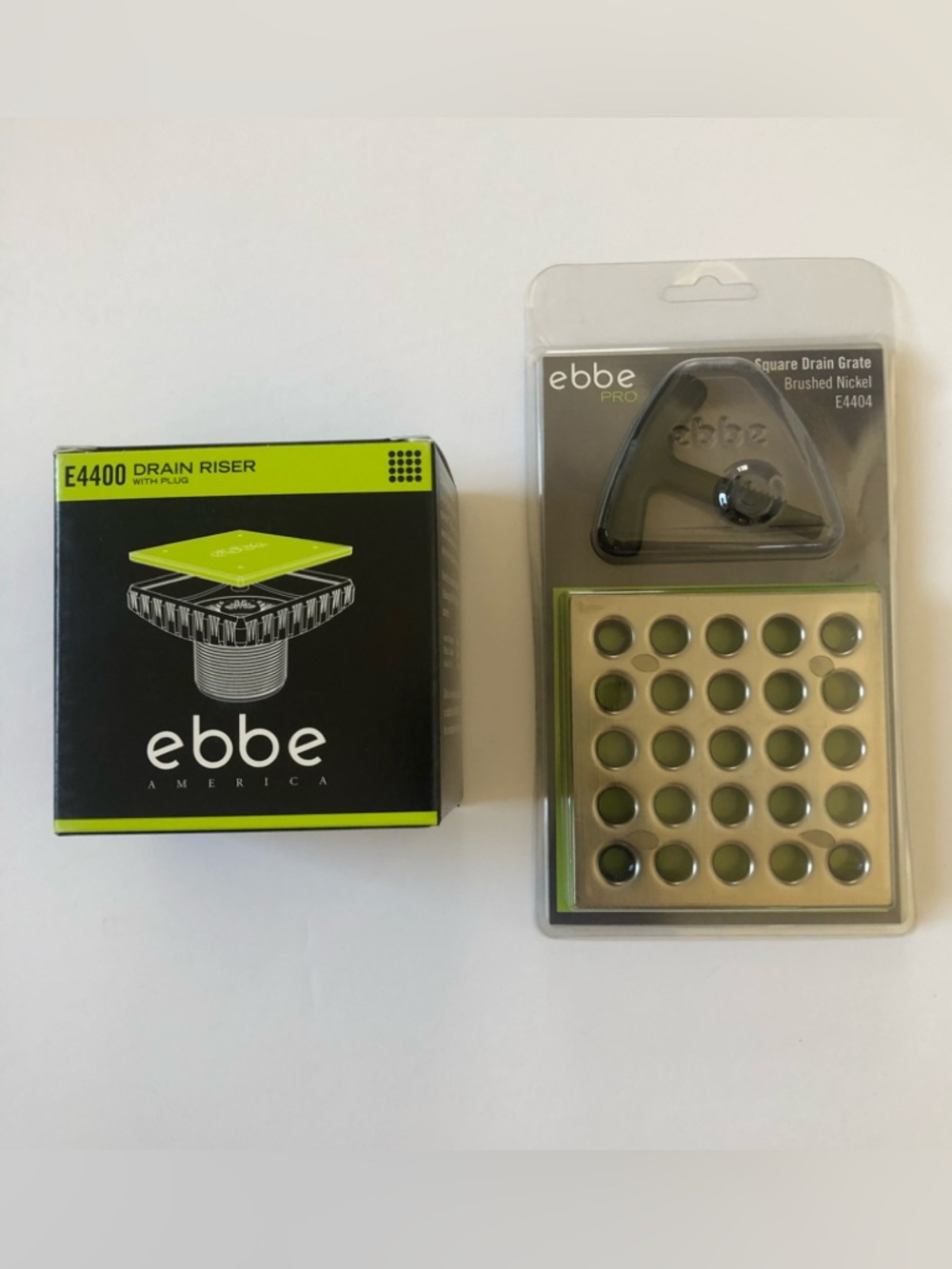 Ebbe Square Drain Grate E4404 + Ebbe Drain Riser E4400 | SHOWER DRAIN KIT | NEW